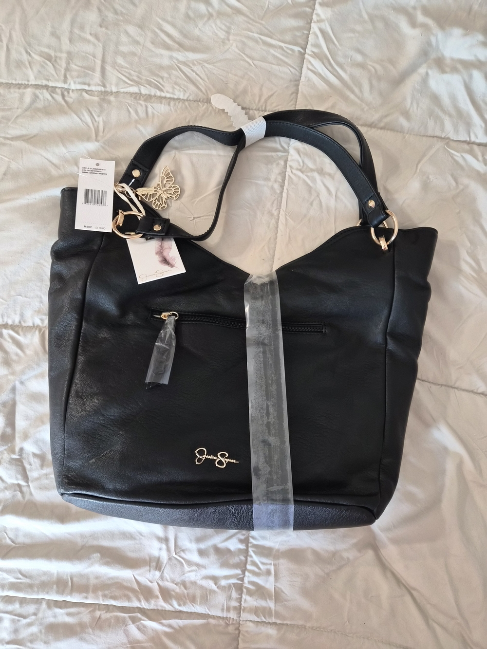 Jessica Simpson Black Leather Tote Handbag
